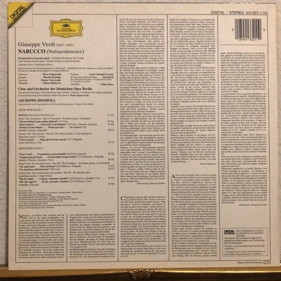 G. Verdi Nabucco Perf. by Chor & Orchester der Deutschen Oper Berlin Vinyl Lp - Picture 2 of 5